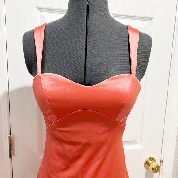 Bebe Sweetheart Satin Corset Top Dress Coral XS NWT - Picture 2 of 12